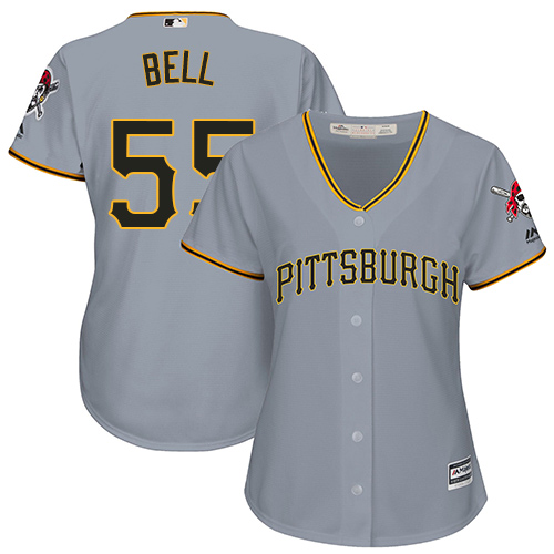 Pirates #55 Josh Bell Grey Road Women's Stitched MLB Jersey - Click Image to Close